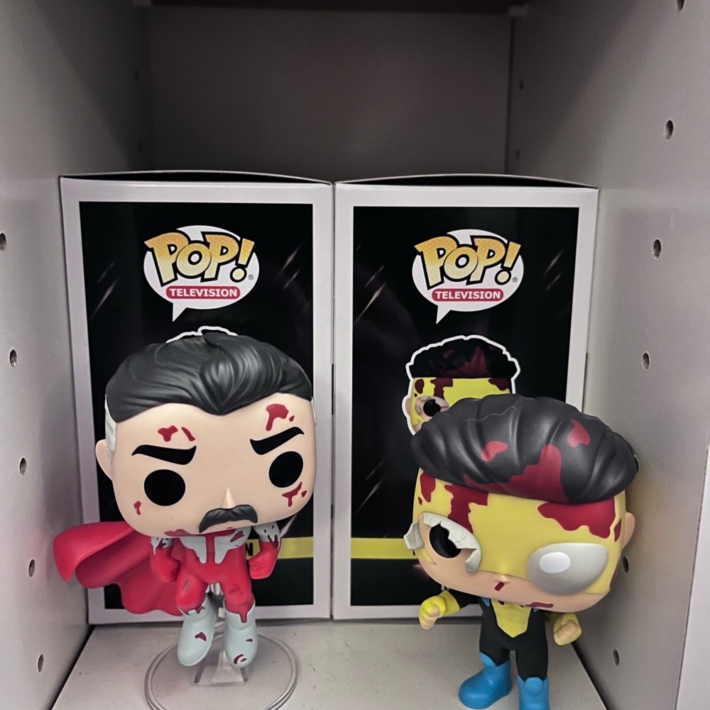 Funko Pop Figures with Red and Yellow Accents